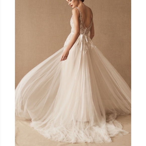 BHLDN Willowby Waters Reagan Lace and Tulle Wedding Gown - Blush - Picture 10 of 14